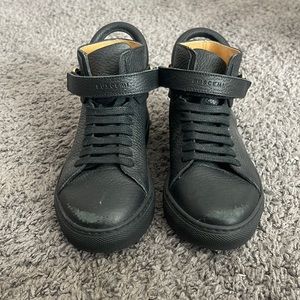 Buscemi 100MM Kid Alce Black Leather Sneakers, Size: 32